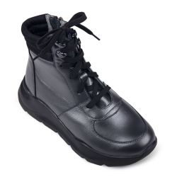 DTD-556 (цв.2-серый металик) Ботинки (шнурки и молния, текстильный кант)