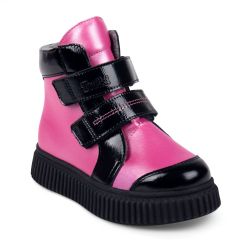 TW-329 (цв.9-черный/розовый) Ботинки (велкро, лак)